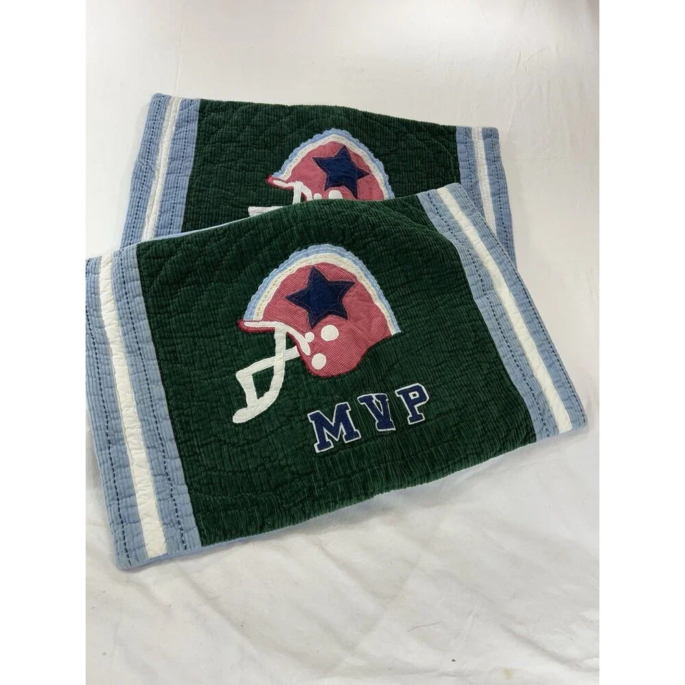 Pottery Barn Kids MVP Quilted Standard Pillow Shams Set of 2 Sports Bedding